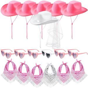 3689 6 Sets Cowgirl Bachelorette Party Decorations Bulk Bride Cowboy Hat
